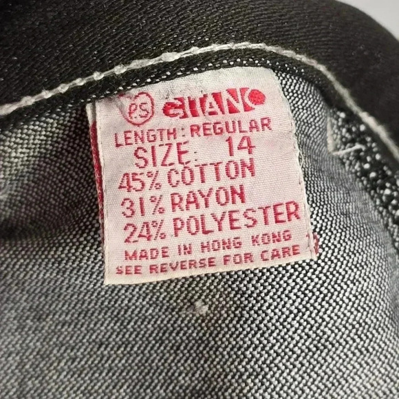 VINTAGE PS Gitano Jeans 14 Black Straight High Rise 44976 Embroidered Stitching - Picture 5 of 12